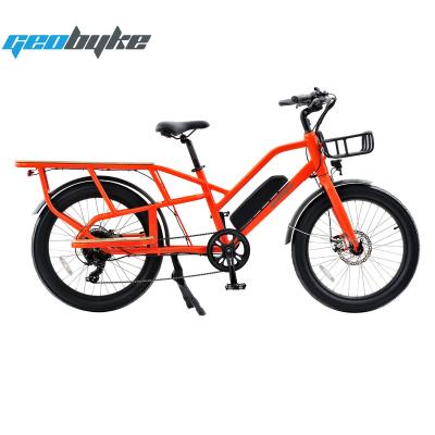 China Aluminum Alloy Dual Batteries 48V Electric Cargo Bike 500W Delivery Bike With Long Seat for sale