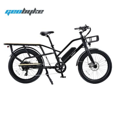 China Aluminum Alloy Double Batteries Rear Seat Delivery Bike 48V 500W Powerful Long Electric Cargo Bike for sale