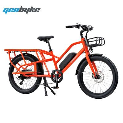 China Aluminum Alloy 20 Inch 48V 500W Double Battery Pedal Assist City Delivery Electric Bicycle Cargo E-Bike for sale