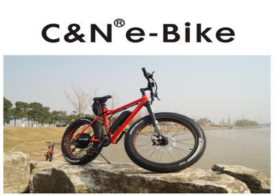 China High Power Fat Tire Snow Bike , PAS Throttle Full Suspension Electric Mountain Bike for sale