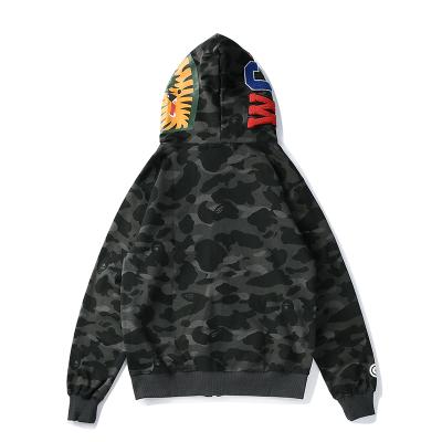 China Wholesale High Quality QUICK DRY Shark Shirts Brand Outdoor Fashion Custom Printed Full Zipper Coat Hip Hop Casual Sweater BAPE Hoodies for sale