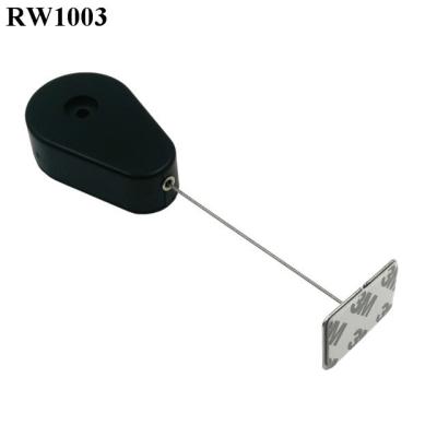 China ABS Plastic RUIWOR RW1003 Anti Theft Drop Shaped Access Box with Steel Wire Plus Rectangular Adhesive Metal Plate for Retail Products Display for sale