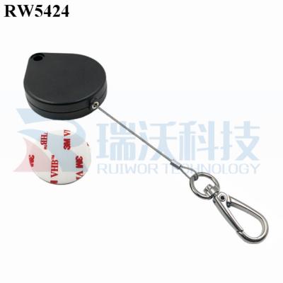 China ABS RUIWOR RW5424 Plastic Heart Shaped Spring Steel Cable Rope Retractor Plus Main Hook for sale