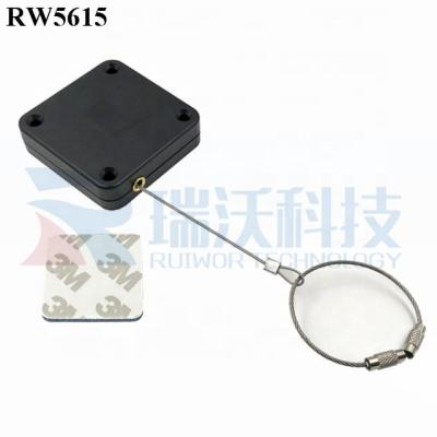 China RUIWOR RW5615 ABS Plastic Square Retractable Steel Cable Rope Retractor Plus Wire Rope Ring Catch for sale