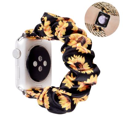 China Elastically stretchable Replaceable Velvet Elastic Fabric Strap Scrunchie loops Women Scrunchie Elastic Watch Band for Apple Watch for sale