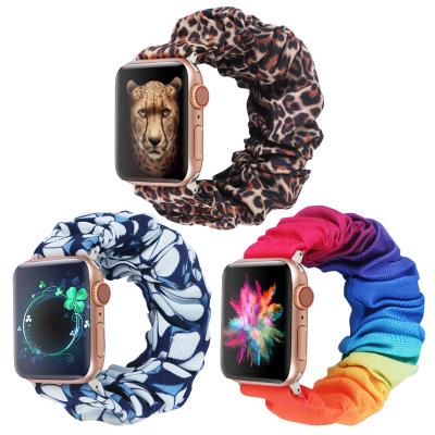 China Elastically stretchable HuaMJ 2021 New newest scrunchie elastic watch bands Designer Luxury Unique Designer Colorful for Apple Watch Scrunchie Band for sale