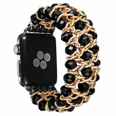 China Fashionable Watch Strap New Watch Strap Bracelet Bling Pearl Beads Band For iWatch for sale