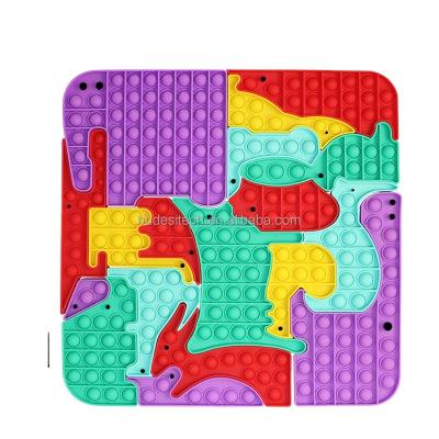 China Kids Push Bubble Sensory Toy HuaMJ Wholesale Amazon Best Popular Colorful Animal World Jigsaw Silicone Fidget Popper Pop Toy Bubble for sale