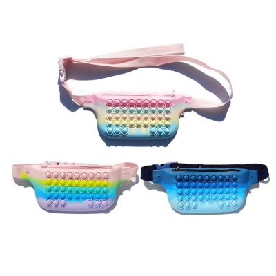 China Stress relieved HuaMJ wholesale popular stress relief boy sport silicone sensory push pop bubble sling fidget waist bag poppet bag for teenager for sale