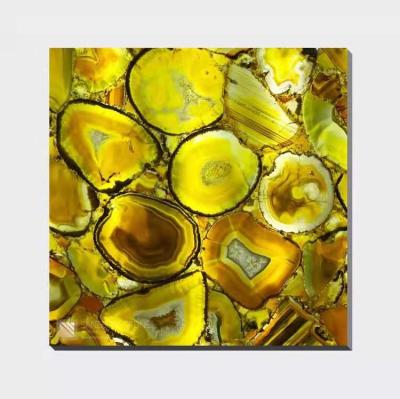 China Contemporary Yellow Translucent Gemstone Slab Semi Precious Agate Stones for sale