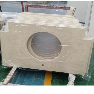 China Modern Artificial Stone Coastline Gold Color Engineer Beige Marble Slab (EST-B040) for sale