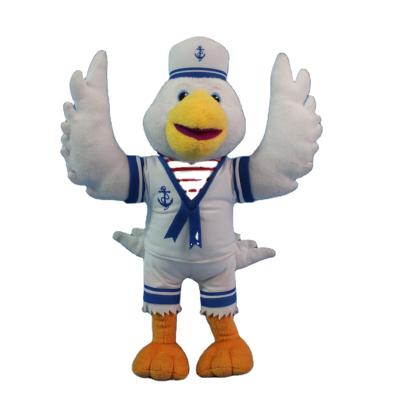 China As a Gift Children Play Customized Design White Chicken Stuffed Toy with Navy Uniform Plush Doll Animal Toy for sale