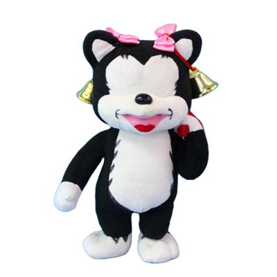 China As Gift Children Play OEM A Factory Stuffed Soft Toy Black Cat With Smile Plush Toy White Cat With Bell for sale