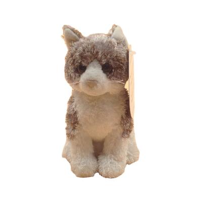 China Lovely plush huggy item stuffed soft gray cat toy plush toy crouching white cat for sale