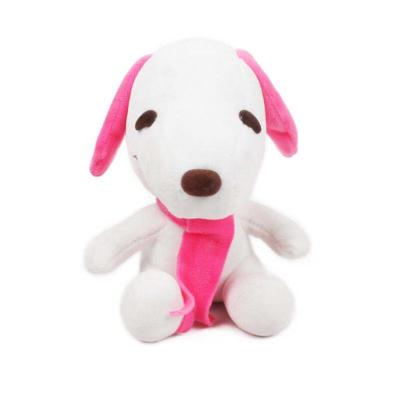 China Good Quality Mini Cute Soft Plush Toy Small White Dog With Pink Scarf for sale