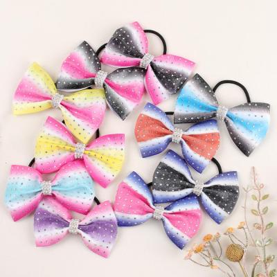 China European And American Style Wholesale Custom Design Sublimation Bling Gradient Cheerleading Cheer Bow With Rhinestones for sale