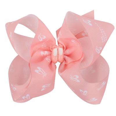 China 5 Inch Soft Pink Purple Grosgrain Ribbon Bows Designer Ballet Hair Accessories Clips For Little Girls for sale