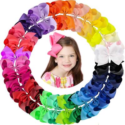 China European and American style 6 inch boutique grosgrain bow solid knotted hair hangers babies hair clip for sale