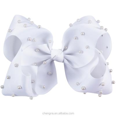 China Wholesale 8 Inch Fashion Pearl Jojo Bows Hair Bows Hair Clips For Women Lady Girl for sale