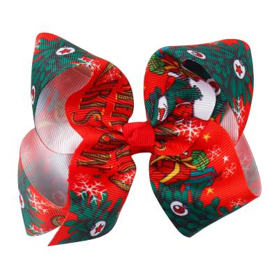 China High Quality Fabric Large Christmas Hair Bows Clip Baby Clip Ribbon Bow Wholesale for sale