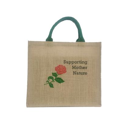 China Custom Eco-Friendly Handled High Quality Waterproof Jute Sack Shopping Bag Printing Burlap Eco-Friendly Tote Bag for sale