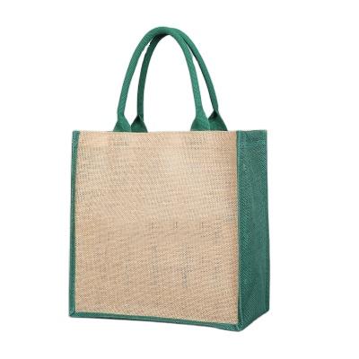 China Factory Wholesale Waterproof Handled Jute Shopping Bag Beach Bag Women Handbag for sale