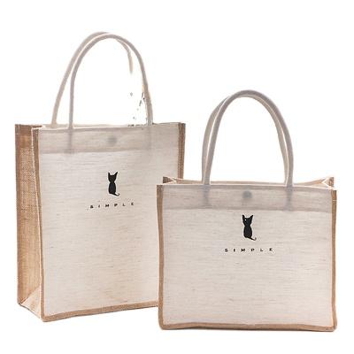 China Hot Sale Promotional Luxury Custom Waterproof Jute Eco-friendly Carry Jute Tote Bag Hessian With Logo for sale