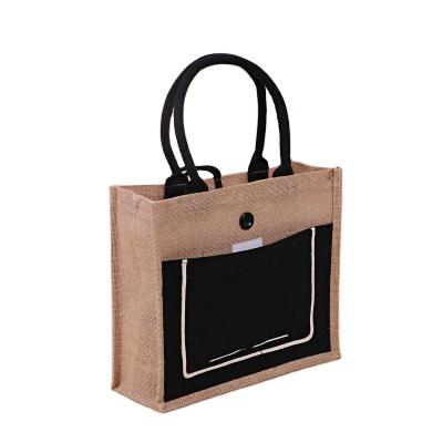 China OEM Printing Logo Tote Bag Waterproof Jute Handled Promotional Shopping Bag for sale