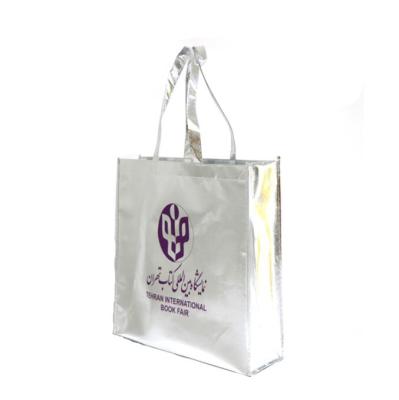 China 100% eco-friendly fashionable custom made shopping bags pp laminated silver metallic non woven bag for sale