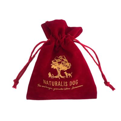 China Eco - Friendly Custom Logo Flocking Cloth Jewelry Cute Gift Small Drawstring Bag for sale