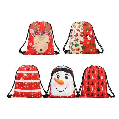 China Custom Rope Handle Backpack Elk Christmas Gift Drawstring Bag for sale