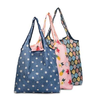 China Cheap Handled Customize Polyester Nylon Reusable Foldable Shopping Tote Bag for sale