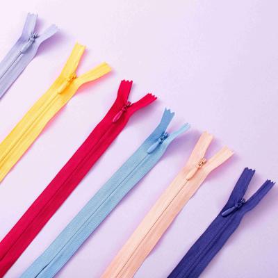 China Factory direct viable wholesale 3# nylon invisible zipper colorful lace / nylon zippers cloth tape hidden teeth for sale