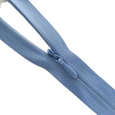 China Auto Lock Factory Customized Color NO3 Invisible Zipper With Soft Woven Lace Band for sale