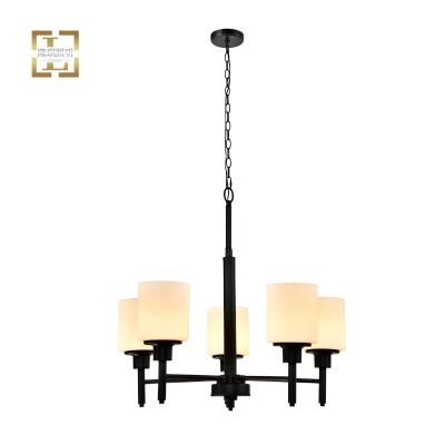 China Traditional antique house ceiling and lighting indoor restaurant frosted glass pendant light 5 light industrial modern chandeliers for sale