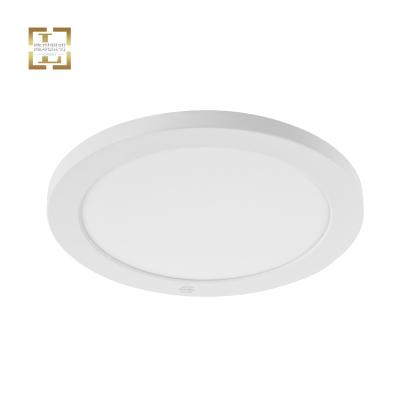 China Modern 9w 12w 18w 24w ultra thin surface mounted round dimmable lead light acrylic led body plastic panel lights for room indoor kitchen for sale