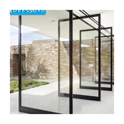 China Modern Design Modern Aluminum Pivot Tempered Glass Front Doors for sale