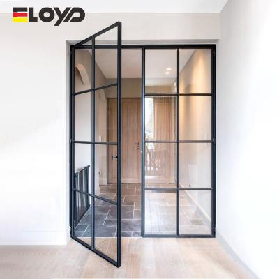 China Internal Aluminium Framed Frosted Glass French Doors Glass Wall Divider for sale