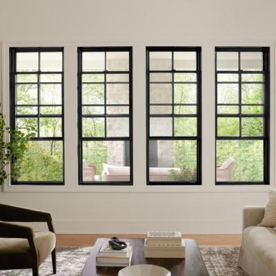 Cina 24x36 Vertical Sliding Black Aluminum Double Single Hang Window Per abitazioni in vendita