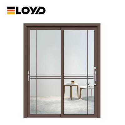 China 3 Panel Sliding Doors Big Glass Aluminum Double Tempered Glass Modern Sound Insulation Proof Glass Door for sale