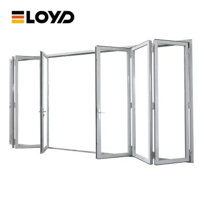 Chine Cadre de porte de patio biplié noir moderne résistant aux ouragans Porte en verre pliable extérieure pour chambres de villa à vendre