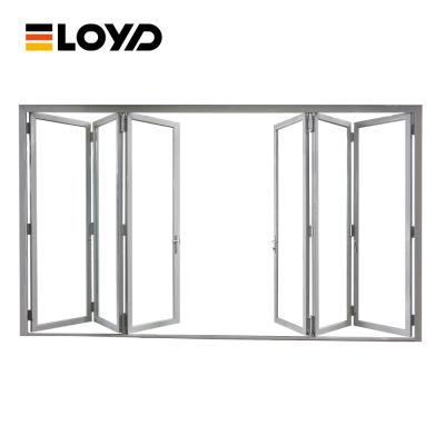 China Heavy Duty Metal Bifold Patio Door Frame Southwestern Fold Glass Door For Villa Rooms for sale