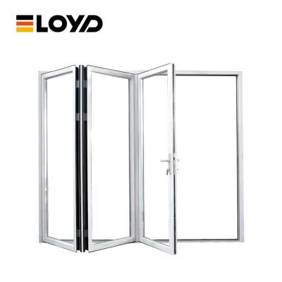 China Waterproof Double Glass Aluminum Sliding Patio Doors Bi Fold French Doors Hurricanproof for sale