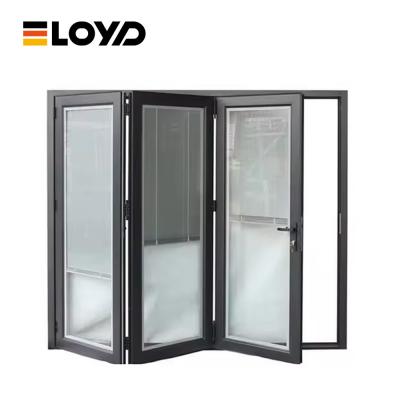 China Exterior Accordion 6063 Aluminum Folding Patio Doors Weatherproof Stripping for sale