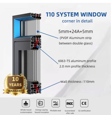 China Europese standaard geluidsdicht dubbele beglazing aluminium kantel draaien ramen modern ontwerp Te koop