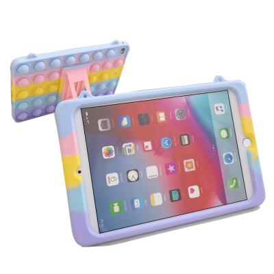 China Stand and Arming Rainbow Cordage Tablet PC Back Case For Kids BPA FREE Silicone Rubber Cute Cover For iPad Mini 10.2inch Tablet PC for sale