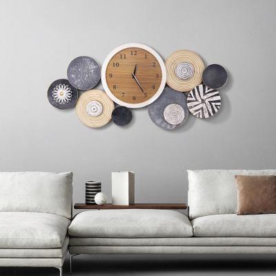 China Mid Century Modern Large Oversized Rustic Decorative Wooden Silent Retro Large Vintage Wall Clock for sale