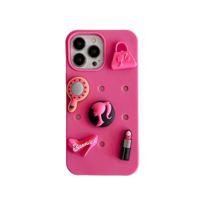 China DIY Silicone Shockproof Phone Case with Charms Personalized 3D Barbie Silicone Cell Phone Case for iPhone Case for sale