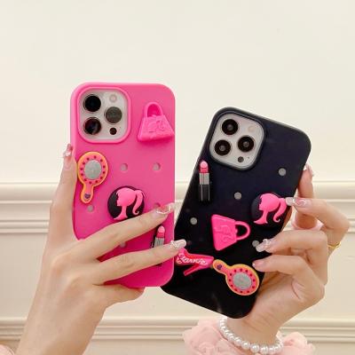 China Customized DIY 3D Shockproof Silicone Phone Case Charms Mobile Accessories Silicone Cover With Holes For iPhone14 13 12 11 for sale