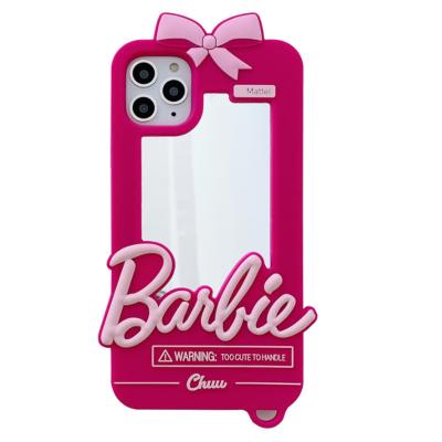 China 3D Barbie Silicone Phone Caes With Mirror Shockproof Hot Makeup Mobile Accessories For iPhone13 14 11 Xsmax for sale